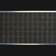 Cadre serti avec renforts en métal déployé et élément filtrant en tricot métallique.